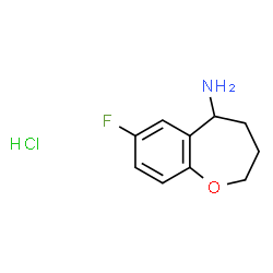 ChemSpider 2D Image | 7-Fluoro-2,3,4,5-tetrahydro-1-benzoxepin-5-amine hydrochloride (1:1) | C10H13ClFNO