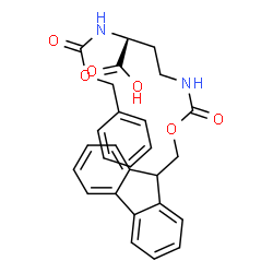 ChemSpider 2D Image | (2R)-2-{[(Benzyloxy)carbonyl]amino}-4-{[(9H-fluoren-9-ylmethoxy)carbonyl]amino}butanoic acid | C27H26N2O6
