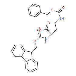 ChemSpider 2D Image | (2R)-4-{[(Benzyloxy)carbonyl]amino}-2-{[(9H-fluoren-9-ylmethoxy)carbonyl]amino}butanoic acid | C27H26N2O6