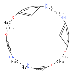 ChemSpider 2D Image | 2,5,20,23-Tetraoxa-11,14,29,32-tetraazapentacyclo[31.3.1.1~6,10~.1~15,19~.1~24,28~]tetraconta-1(37),6(40),7,9,15(39),16,18,24(38),25,27,33,35-dodecaene | C32H36N4O4