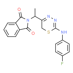 ChemSpider 2D Image | 2-(1-{2-[(4-Fluorophenyl)amino]-6H-1,3,4-thiadiazin-5-yl}ethyl)-1H-isoindole-1,3(2H)-dione | C19H15FN4O2S