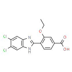 ChemSpider 2D Image | 4-(5,6-Dichloro-1H-benzimidazol-2-yl)-3-ethoxybenzoic acid | C16H12Cl2N2O3