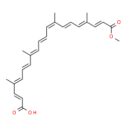 ChemSpider 2D Image | (2E,4E,6E,8E,10E,12Z,14E,16E,18E)-20-Methoxy-4,8,13,17-tetramethyl-20-oxo-2,4,6,8,10,12,14,16,18-icosanonaenoic acid | C25H30O4