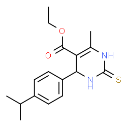 ChemSpider 2D Image | Ethyl 6-(4-isopropylphenyl)-4-methyl-2-sulfanyl-1,6-dihydropyrimidine-5-carboxylate | C17H22N2O2S