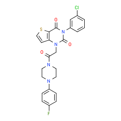 ChemSpider 2D Image | 3-(3-Chlorophenyl)-1-{2-[4-(4-fluorophenyl)-1-piperazinyl]-2-oxoethyl}thieno[3,2-d]pyrimidine-2,4(1H,3H)-dione | C24H20ClFN4O3S