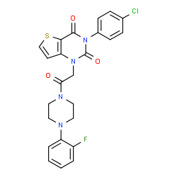 ChemSpider 2D Image | 3-(4-Chlorophenyl)-1-{2-[4-(2-fluorophenyl)-1-piperazinyl]-2-oxoethyl}thieno[3,2-d]pyrimidine-2,4(1H,3H)-dione | C24H20ClFN4O3S