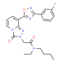 ChemSpider 2D Image | N-Butyl-N-ethyl-2-{8-[3-(3-fluorophenyl)-1,2,4-oxadiazol-5-yl]-3-oxo[1,2,4]triazolo[4,3-a]pyridin-2(3H)-yl}acetamide | C22H23FN6O3