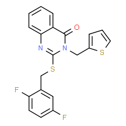 ChemSpider 2D Image | 2-[(2,5-Difluorobenzyl)sulfanyl]-3-(2-thienylmethyl)-4(3H)-quinazolinone | C20H14F2N2OS2