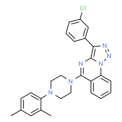 ChemSpider 2D Image | 3-(3-Chlorophenyl)-5-[4-(2,4-dimethylphenyl)-1-piperazinyl][1,2,3]triazolo[1,5-a]quinazoline | C27H25ClN6