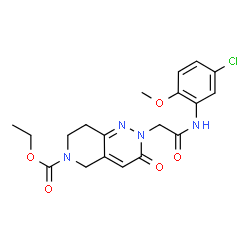 ChemSpider 2D Image | Ethyl 2-{2-[(5-chloro-2-methoxyphenyl)amino]-2-oxoethyl}-3-oxo-3,5,7,8-tetrahydropyrido[4,3-c]pyridazine-6(2H)-carboxylate | C19H21ClN4O5