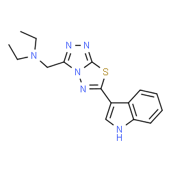 ChemSpider 2D Image | N-Ethyl-N-{[6-(1H-indol-3-yl)[1,2,4]triazolo[3,4-b][1,3,4]thiadiazol-3-yl]methyl}ethanamine | C16H18N6S