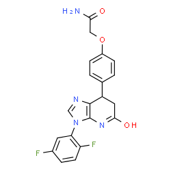 ChemSpider 2D Image | 2-{4-[3-(2,5-Difluorophenyl)-5-oxo-4,5,6,7-tetrahydro-3H-imidazo[4,5-b]pyridin-7-yl]phenoxy}acetamide | C20H16F2N4O3