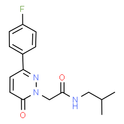 ChemSpider 2D Image | 2-[3-(4-Fluorophenyl)-6-oxo-1(6H)-pyridazinyl]-N-isobutylacetamide | C16H18FN3O2