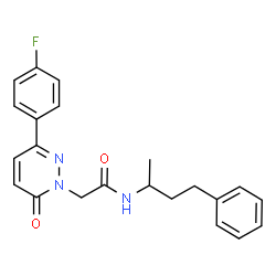 ChemSpider 2D Image | 2-[3-(4-Fluorophenyl)-6-oxo-1(6H)-pyridazinyl]-N-(4-phenyl-2-butanyl)acetamide | C22H22FN3O2