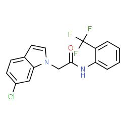 ChemSpider 2D Image | 2-(6-Chloro-1H-indol-1-yl)-N-[2-(trifluoromethyl)phenyl]acetamide | C17H12ClF3N2O