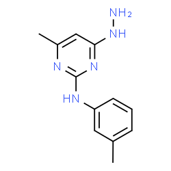 ChemSpider 2D Image | 4-Hydrazino-6-methyl-N-(3-methylphenyl)-2-pyrimidinamine | C12H15N5
