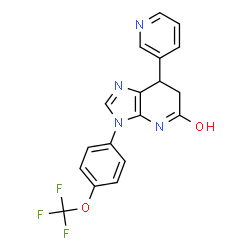 ChemSpider 2D Image | 7-(3-Pyridinyl)-3-[4-(trifluoromethoxy)phenyl]-3,4,6,7-tetrahydro-5H-imidazo[4,5-b]pyridin-5-one | C18H13F3N4O2