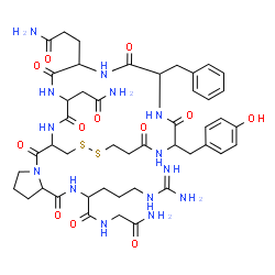 ChemSpider 2D Image | 1-{[7-(2-Amino-2-oxoethyl)-10-(3-amino-3-oxopropyl)-13-benzyl-16-(4-hydroxybenzyl)-6,9,12,15,18-pentaoxo-1,2-dithia-5,8,11,14,17-pentaazacycloicosan-4-yl]carbonyl}prolylarginylglycinamide | C46H64N14O12S2