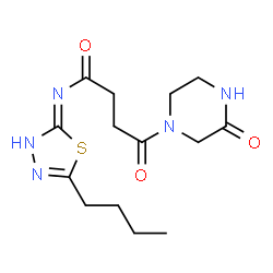 ChemSpider 2D Image | N-(5-Butyl-1,3,4-thiadiazol-2-yl)-4-oxo-4-(3-oxo-1-piperazinyl)butanamide | C14H21N5O3S