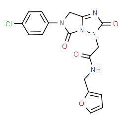ChemSpider 2D Image | 2-[6-(4-Chlorophenyl)-2,5-dioxo-2,5,6,7-tetrahydro-3H-imidazo[1,5-b][1,2,4]triazol-3-yl]-N-(2-furylmethyl)acetamide | C17H14ClN5O4