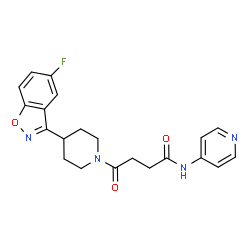 ChemSpider 2D Image | 4-[4-(5-Fluoro-1,2-benzoxazol-3-yl)-1-piperidinyl]-4-oxo-N-(4-pyridinyl)butanamide | C21H21FN4O3