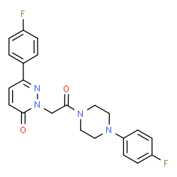 ChemSpider 2D Image | 6-(4-Fluorophenyl)-2-{2-[4-(4-fluorophenyl)-1-piperazinyl]-2-oxoethyl}-3(2H)-pyridazinone | C22H20F2N4O2