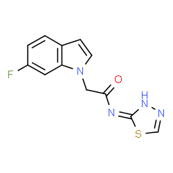 ChemSpider 2D Image | 2-(6-Fluoro-1H-indol-1-yl)-N-(1,3,4-thiadiazol-2-yl)acetamide | C12H9FN4OS