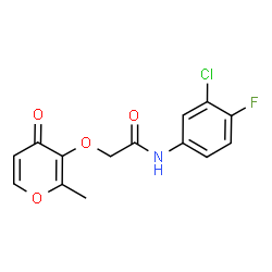 ChemSpider 2D Image | N-(3-Chloro-4-fluorophenyl)-2-[(2-methyl-4-oxo-4H-pyran-3-yl)oxy]acetamide | C14H11ClFNO4