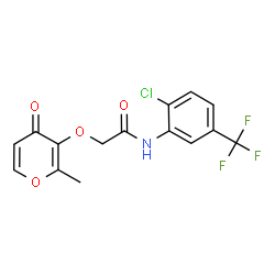 ChemSpider 2D Image | N-[2-Chloro-5-(trifluoromethyl)phenyl]-2-[(2-methyl-4-oxo-4H-pyran-3-yl)oxy]acetamide | C15H11ClF3NO4