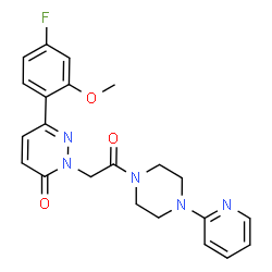 ChemSpider 2D Image | 6-(4-Fluoro-2-methoxyphenyl)-2-{2-oxo-2-[4-(2-pyridinyl)-1-piperazinyl]ethyl}-3(2H)-pyridazinone | C22H22FN5O3