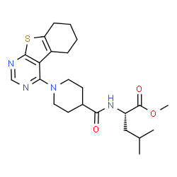 ChemSpider 2D Image | Methyl N-{[1-(5,6,7,8-tetrahydro[1]benzothieno[2,3-d]pyrimidin-4-yl)-4-piperidinyl]carbonyl}-L-leucinate | C23H32N4O3S