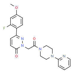 ChemSpider 2D Image | 6-(2-Fluoro-4-methoxyphenyl)-2-{2-oxo-2-[4-(2-pyridinyl)-1-piperazinyl]ethyl}-3(2H)-pyridazinone | C22H22FN5O3