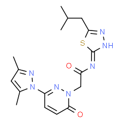 ChemSpider 2D Image | 2-[3-(3,5-Dimethyl-1H-pyrazol-1-yl)-6-oxo-1(6H)-pyridazinyl]-N-(5-isobutyl-1,3,4-thiadiazol-2-yl)acetamide | C17H21N7O2S