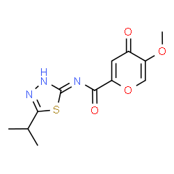 ChemSpider 2D Image | N-(5-Isopropyl-1,3,4-thiadiazol-2-yl)-5-methoxy-4-oxo-4H-pyran-2-carboxamide | C12H13N3O4S