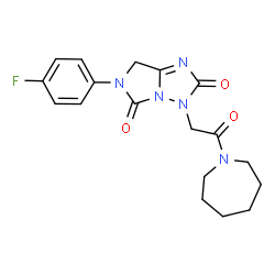 ChemSpider 2D Image | 3-[2-(1-Azepanyl)-2-oxoethyl]-6-(4-fluorophenyl)-6,7-dihydro-3H-imidazo[1,5-b][1,2,4]triazole-2,5-dione | C18H20FN5O3
