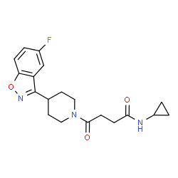 ChemSpider 2D Image | N-Cyclopropyl-4-[4-(5-fluoro-1,2-benzoxazol-3-yl)-1-piperidinyl]-4-oxobutanamide | C19H22FN3O3