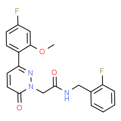 ChemSpider 2D Image | N-(2-Fluorobenzyl)-2-[3-(4-fluoro-2-methoxyphenyl)-6-oxo-1(6H)-pyridazinyl]acetamide | C20H17F2N3O3