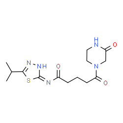 ChemSpider 2D Image | N-(5-Isopropyl-1,3,4-thiadiazol-2-yl)-5-oxo-5-(3-oxo-1-piperazinyl)pentanamide | C14H21N5O3S