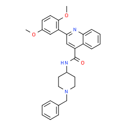 ChemSpider 2D Image | N-(1-Benzyl-4-piperidinyl)-2-(2,5-dimethoxyphenyl)-4-quinolinecarboxamide | C30H31N3O3