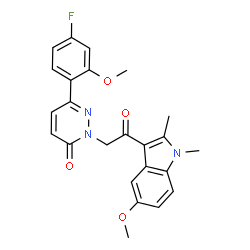 ChemSpider 2D Image | 6-(4-Fluoro-2-methoxyphenyl)-2-[2-(5-methoxy-1,2-dimethyl-1H-indol-3-yl)-2-oxoethyl]-3(2H)-pyridazinone | C24H22FN3O4
