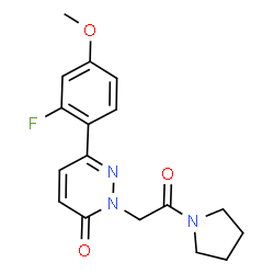ChemSpider 2D Image | 6-(2-Fluoro-4-methoxyphenyl)-2-[2-oxo-2-(1-pyrrolidinyl)ethyl]-3(2H)-pyridazinone | C17H18FN3O3