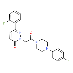 ChemSpider 2D Image | 6-(2-Fluorophenyl)-2-{2-[4-(4-fluorophenyl)-1-piperazinyl]-2-oxoethyl}-3(2H)-pyridazinone | C22H20F2N4O2