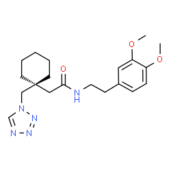 ChemSpider 2D Image | N-[2-(3,4-Dimethoxyphenyl)ethyl]-2-[1-(1H-tetrazol-1-ylmethyl)cyclohexyl]acetamide | C20H29N5O3