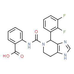 ChemSpider 2D Image | 2-({[4-(2,3-Difluorophenyl)-1,4,6,7-tetrahydro-5H-imidazo[4,5-c]pyridin-5-yl]carbonyl}amino)benzoic acid | C20H16F2N4O3