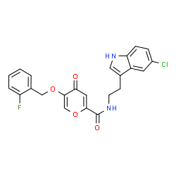 ChemSpider 2D Image | N-[2-(5-Chloro-1H-indol-3-yl)ethyl]-5-[(2-fluorobenzyl)oxy]-4-oxo-4H-pyran-2-carboxamide | C23H18ClFN2O4