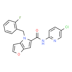 ChemSpider 2D Image | N-(5-Chloro-2-pyridinyl)-4-(2-fluorobenzyl)-4H-furo[3,2-b]pyrrole-5-carboxamide | C19H13ClFN3O2