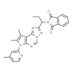 ChemSpider 2D Image | 2-{1-[8,9-Dimethyl-7-(4-methyl-2-pyridinyl)-7H-pyrrolo[3,2-e][1,2,4]triazolo[1,5-c]pyrimidin-2-yl]propyl}-1H-isoindole-1,3(2H)-dione | C26H23N7O2