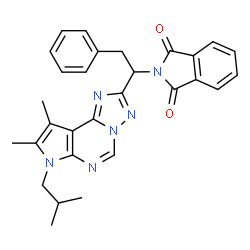 ChemSpider 2D Image | 2-[1-(7-Isobutyl-8,9-dimethyl-7H-pyrrolo[3,2-e][1,2,4]triazolo[1,5-c]pyrimidin-2-yl)-2-phenylethyl]-1H-isoindole-1,3(2H)-dione | C29H28N6O2