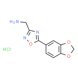 ChemSpider 2D Image | 1-[5-(2H-1,3-benzodioxol-5-yl)-1,2,4-oxadiazol-3-yl]methanamine hydrochloride | C10H10ClN3O3