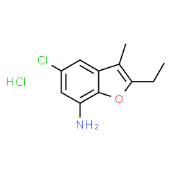 ChemSpider 2D Image | 5-Chloro-2-ethyl-3-methyl-1-benzofuran-7-amine hydrochloride | C11H13Cl2NO